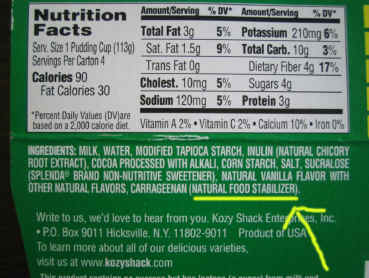 Kozy Shack ingredients